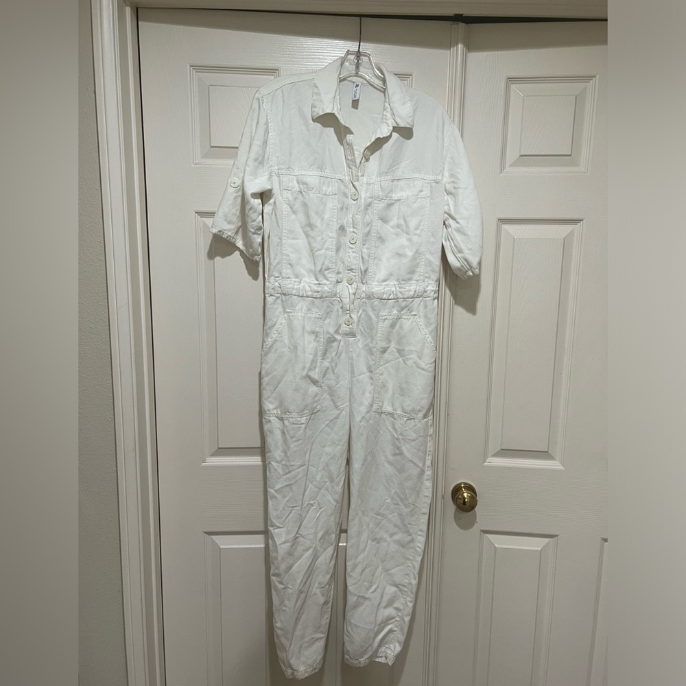 Zara Women’s White Rustic Button Up Utility Jumpsuit Size Small - Picture 7 of 10